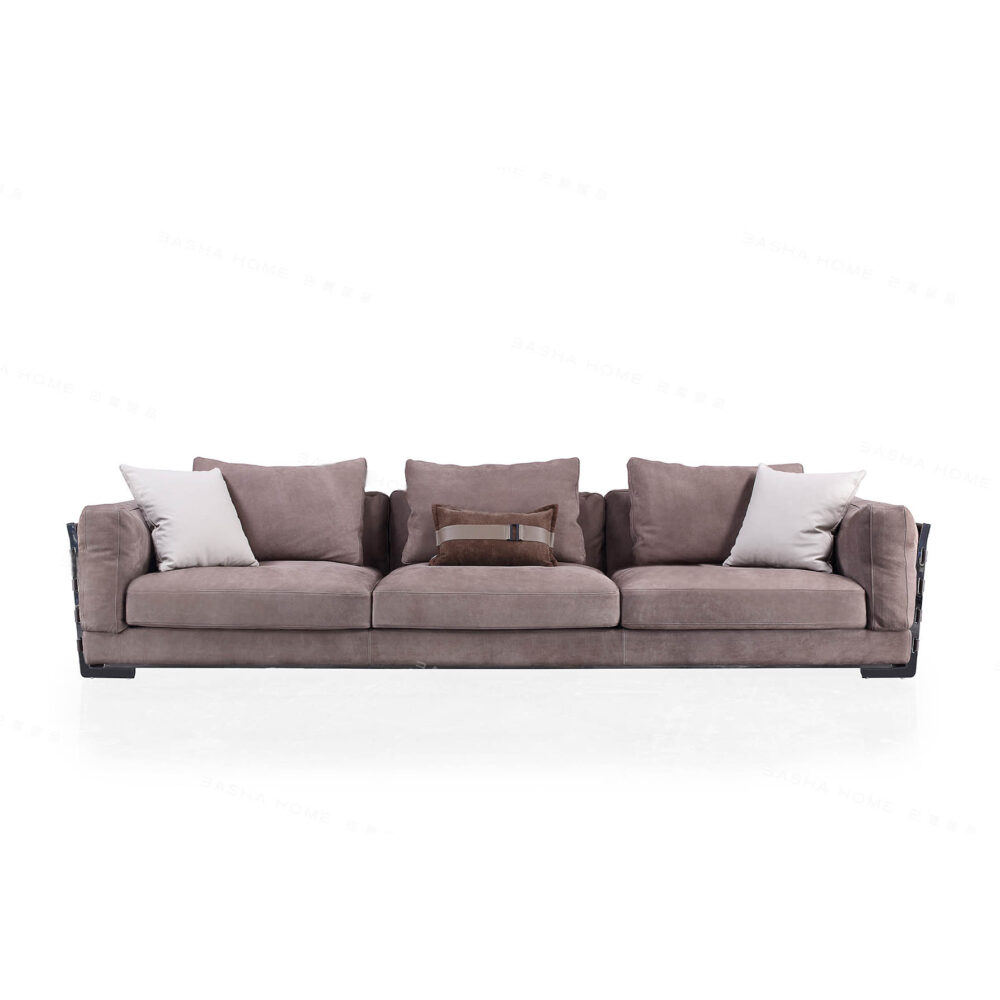 Elegant Italian sectional sofa with durable metal structure and soft Nubuck upholstery