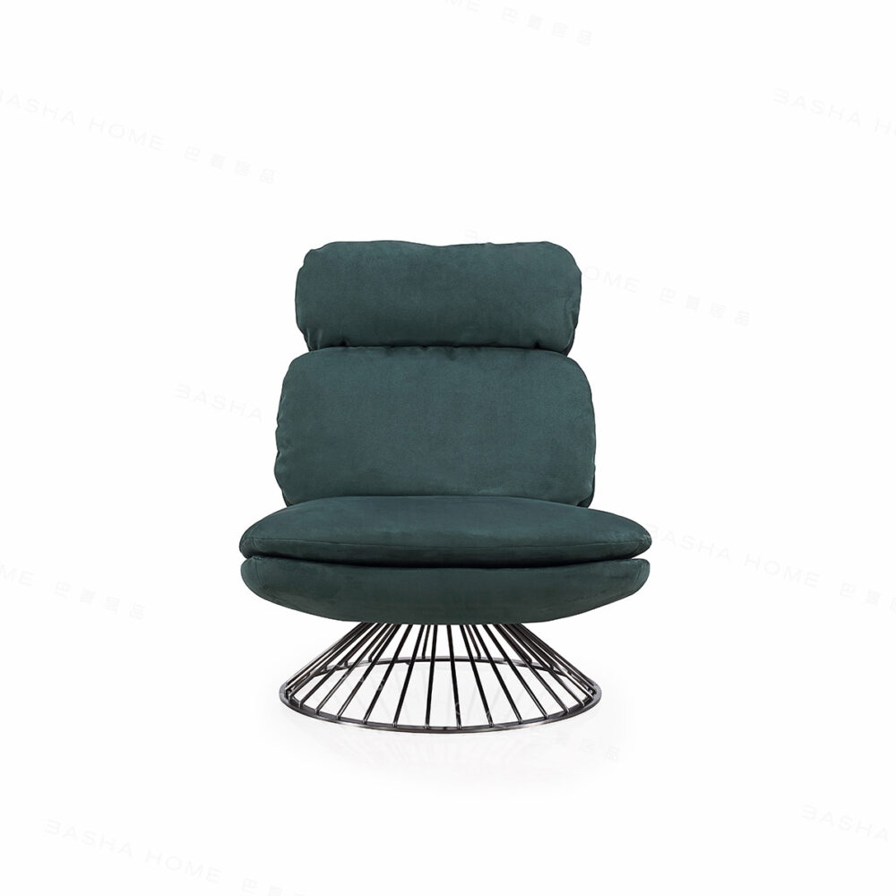 High-End Italian Lounge Chair with Circular Brushed Titanium Base – Suitable for Western and Middle Eastern Interiors