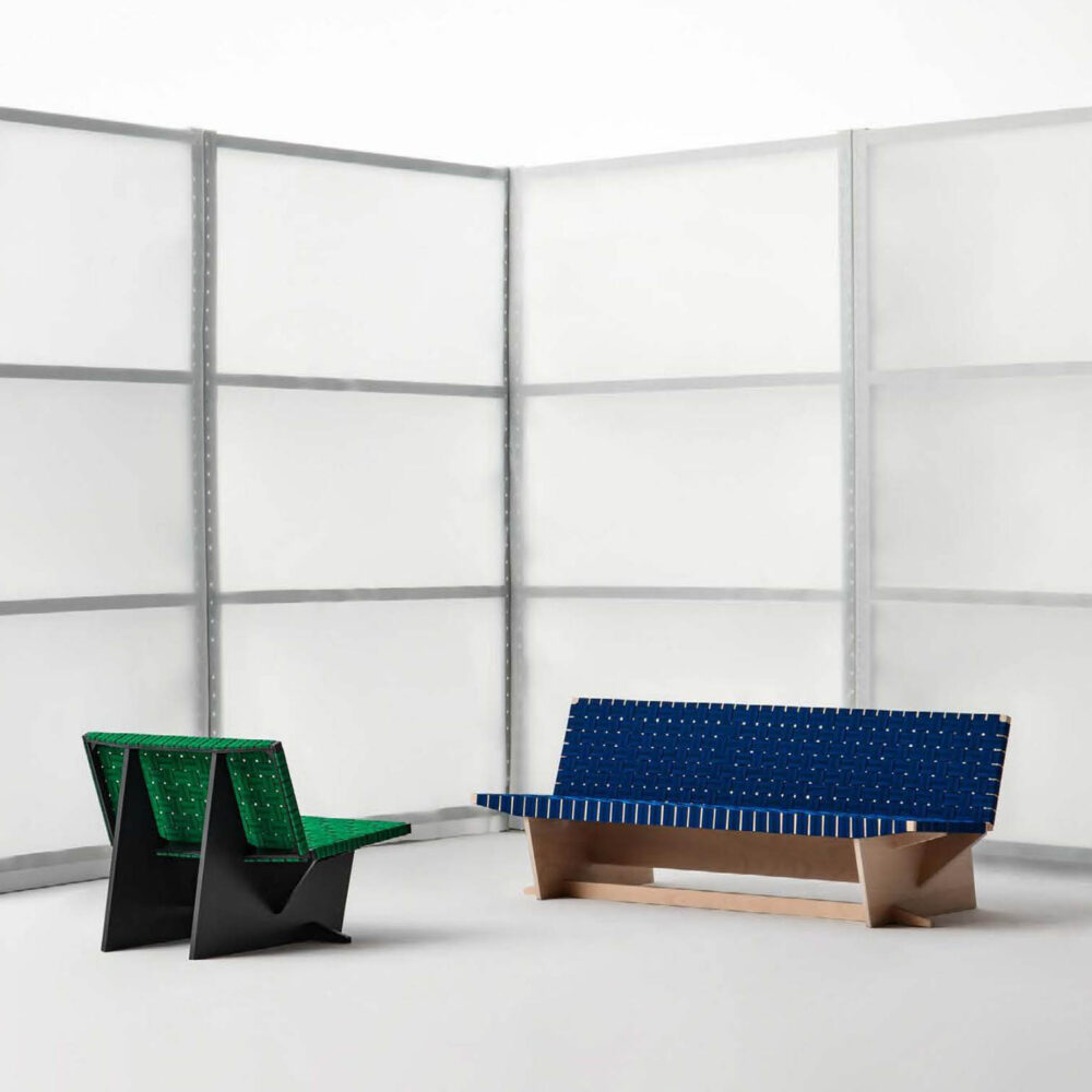 Tropical modern green woven lounge chair with birch wood frame