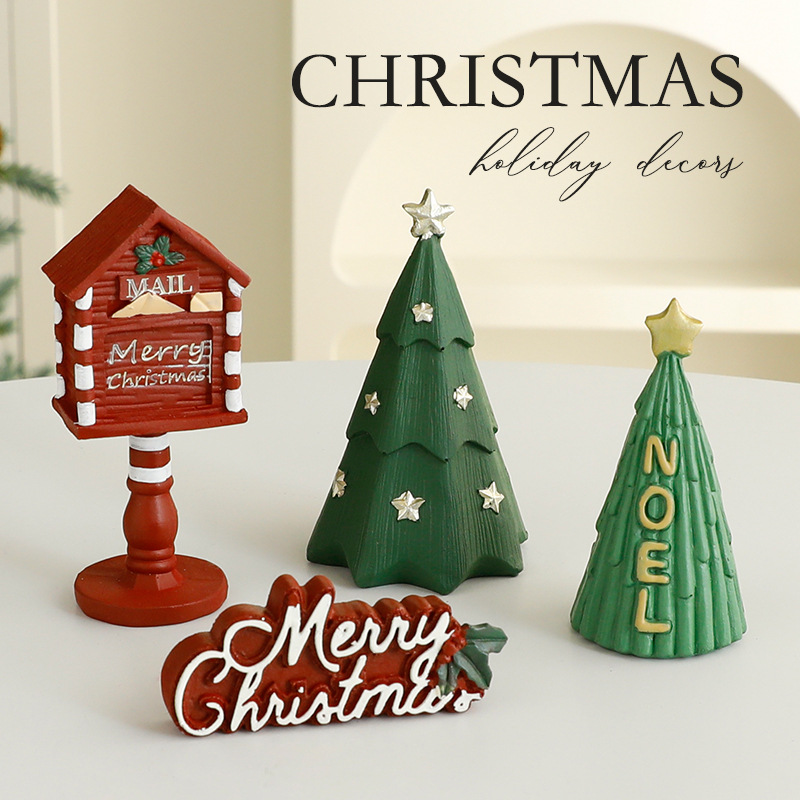 Christmas resin ornament with miniature tree