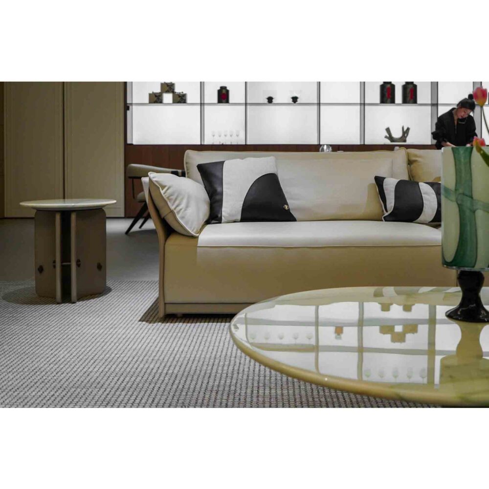 Elegant living room display with Old Money aesthetic and luxury furniture