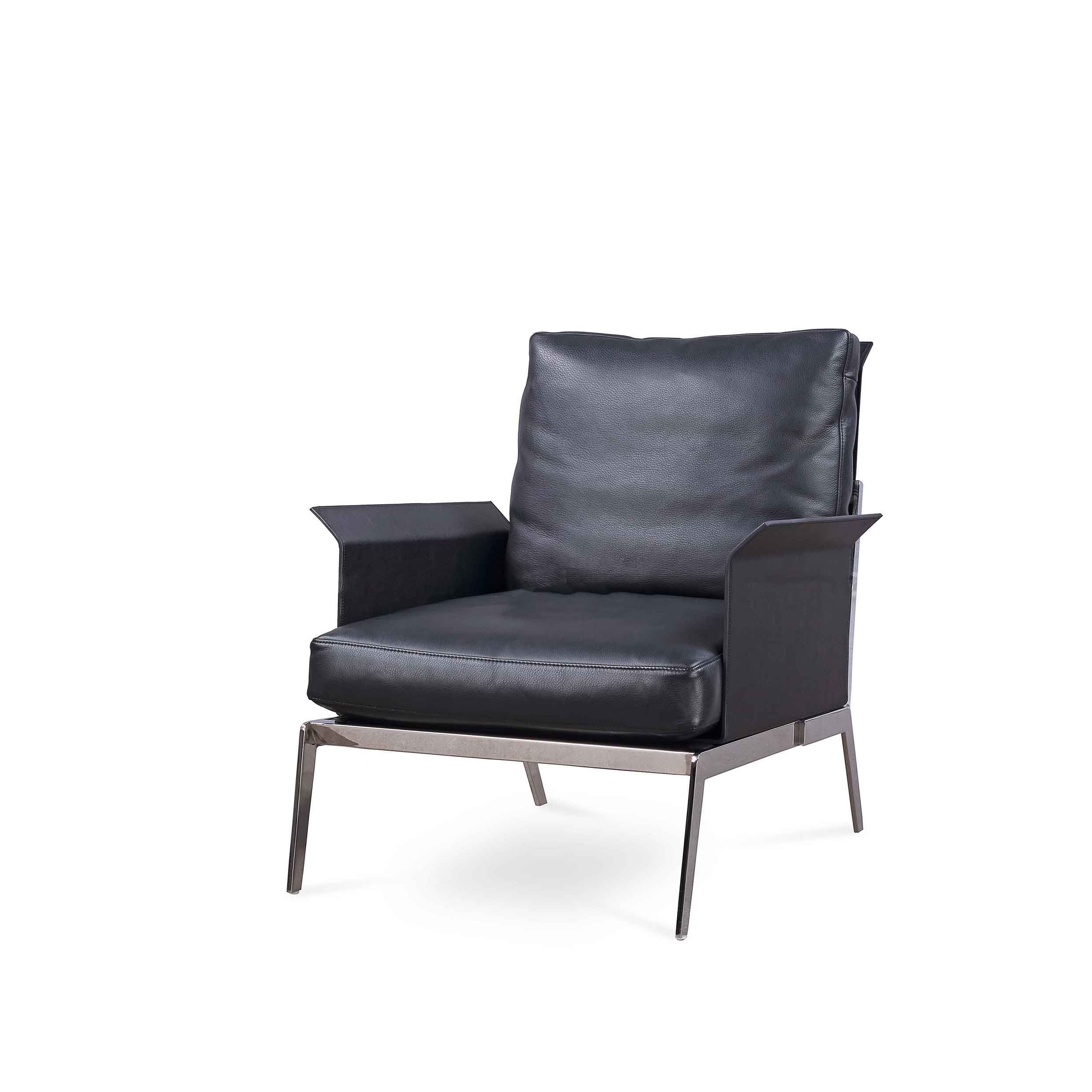 Fauteuil de luxe haut de gamme en cuir noir vintage, Style italien pour le bureau