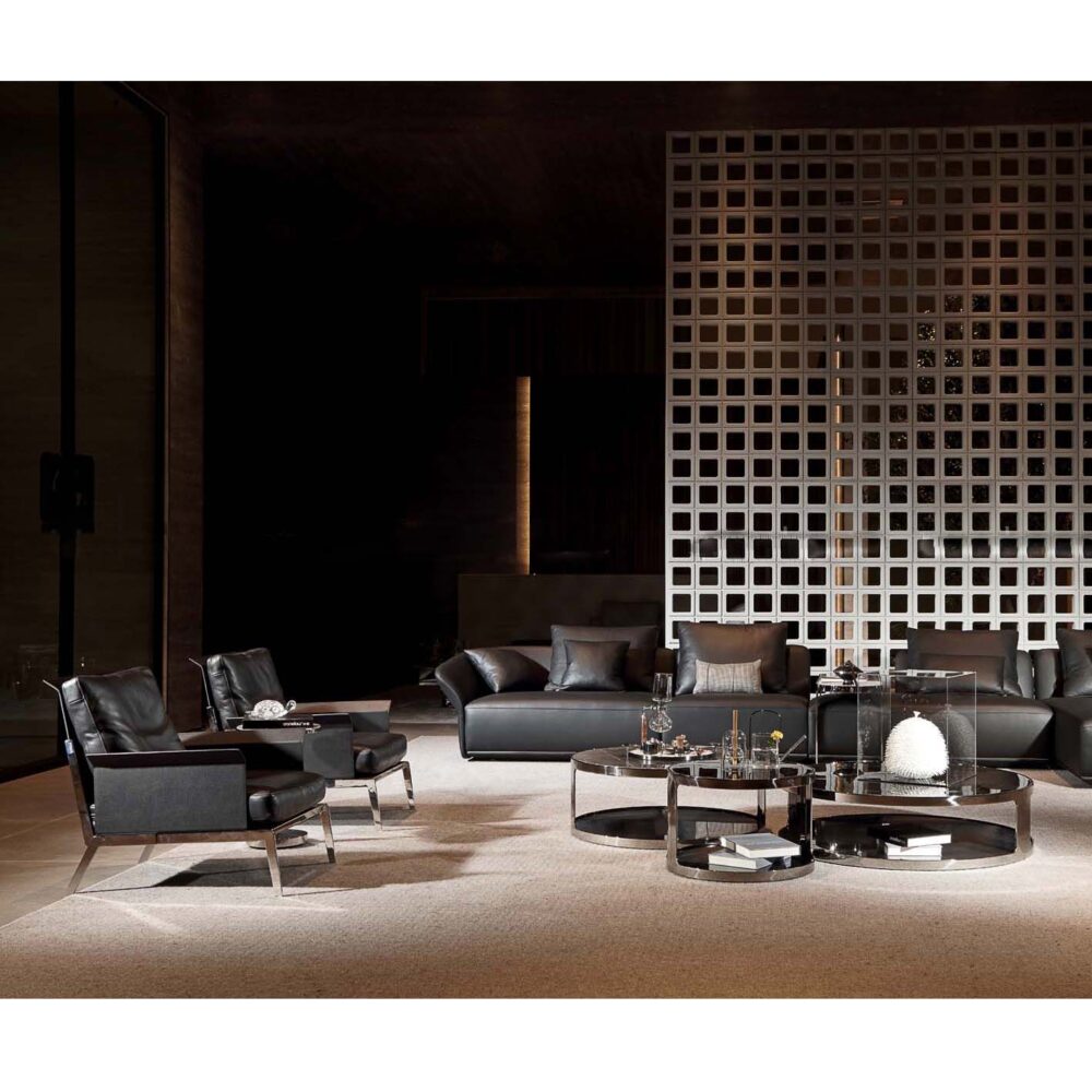 Luxury Vintage Black Leather Armchair – Italian Design for Office & Living Room