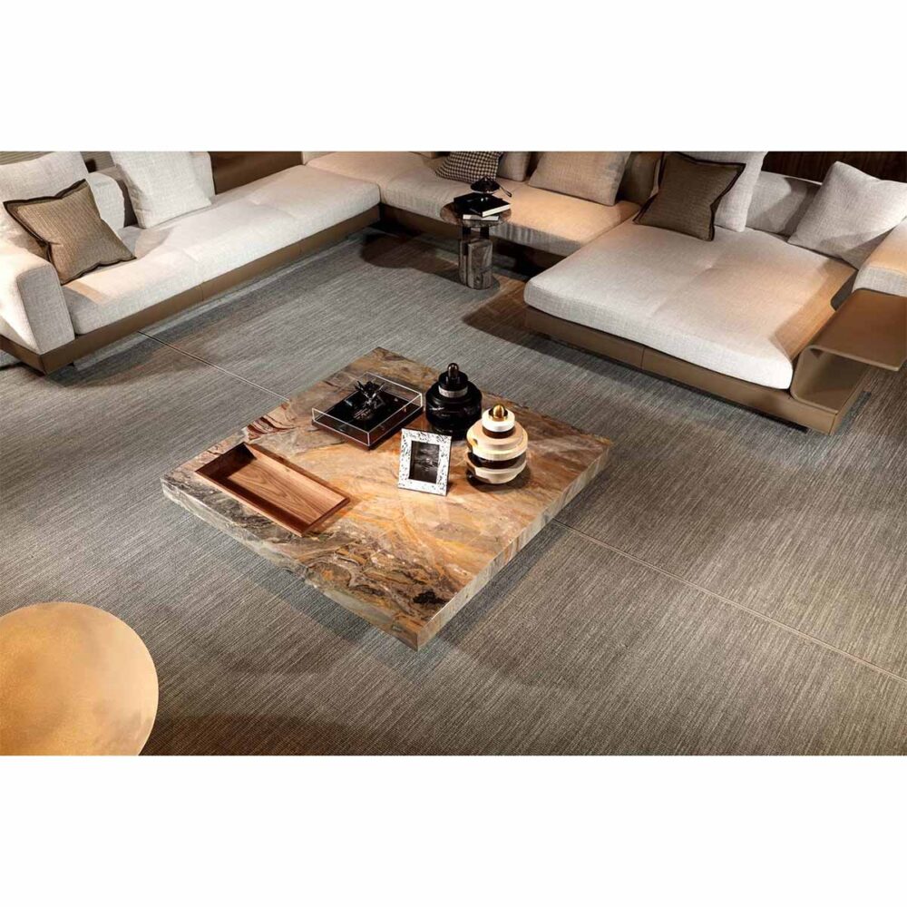 Marble Coffee Table Displayed in Modern Interior Showroom with Neutral Decor