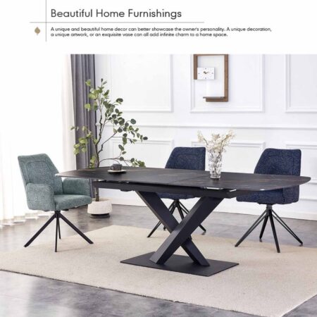 Modern fabric dining chair with armrests in green and blue for dining room ，restaurants and cafes.