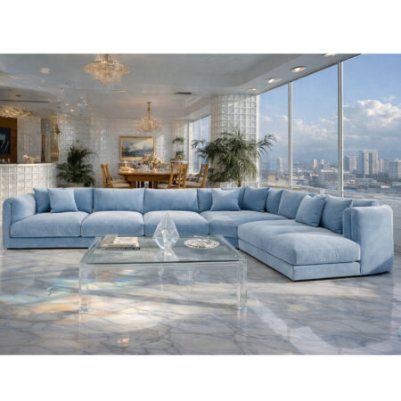 Retro Baby Blue Modular Sectionals livingroom decorating
